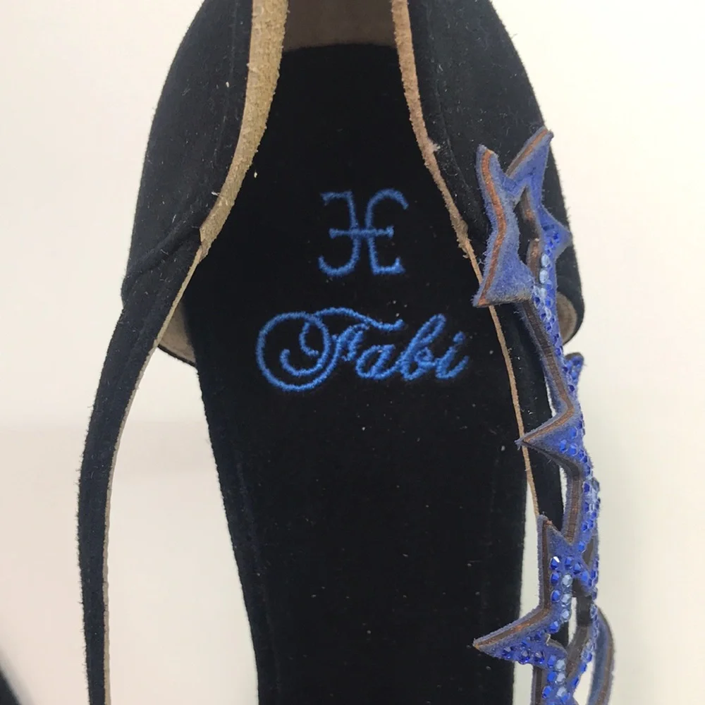 Fabi Italian black suede peep toe heels, size 37.5/6.5, unworn - Picture 14 of 15